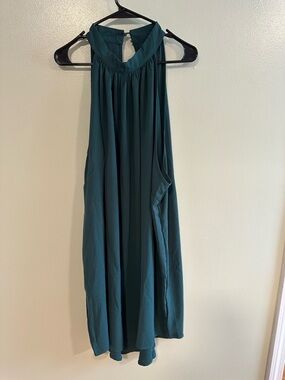 SHEIN Curve Green Halter Dress 4XL Flowy Sleeveless High Neck Midi Dress